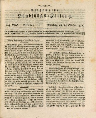 Allgemeine Handlungs-Zeitung Dienstag 14. Oktober 1817