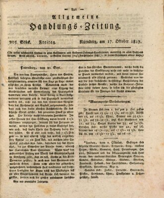 Allgemeine Handlungs-Zeitung Freitag 17. Oktober 1817