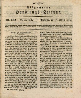Allgemeine Handlungs-Zeitung Samstag 18. Oktober 1817