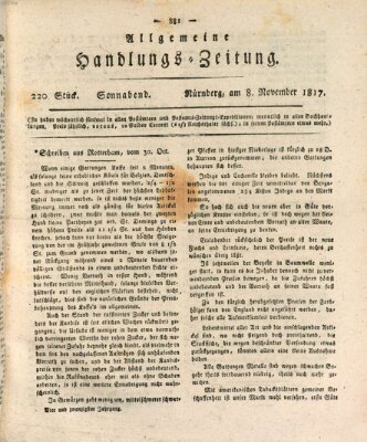 Allgemeine Handlungs-Zeitung Samstag 8. November 1817