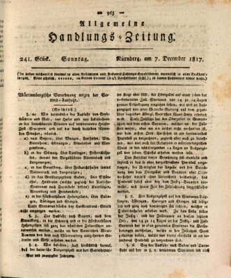 Allgemeine Handlungs-Zeitung Sonntag 7. Dezember 1817