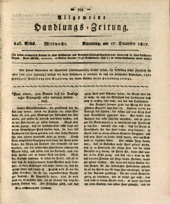 Allgemeine Handlungs-Zeitung Mittwoch 17. Dezember 1817
