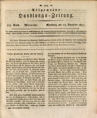 Allgemeine Handlungs-Zeitung Mittwoch 24. Dezember 1817