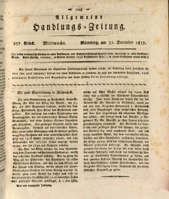 Allgemeine Handlungs-Zeitung Mittwoch 31. Dezember 1817