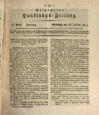 Allgemeine Handlungs-Zeitung Freitag 23. Januar 1818