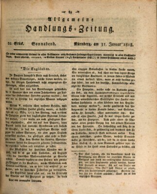 Allgemeine Handlungs-Zeitung Samstag 31. Januar 1818