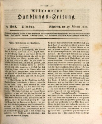 Allgemeine Handlungs-Zeitung Dienstag 10. Februar 1818