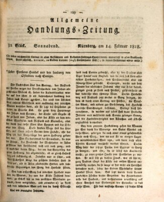 Allgemeine Handlungs-Zeitung Samstag 14. Februar 1818