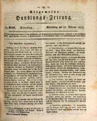 Allgemeine Handlungs-Zeitung Dienstag 17. Februar 1818