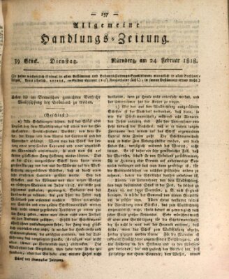 Allgemeine Handlungs-Zeitung Dienstag 24. Februar 1818