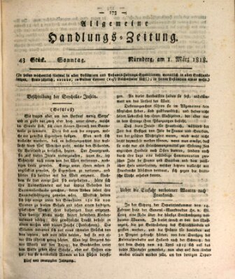 Allgemeine Handlungs-Zeitung Sonntag 1. März 1818