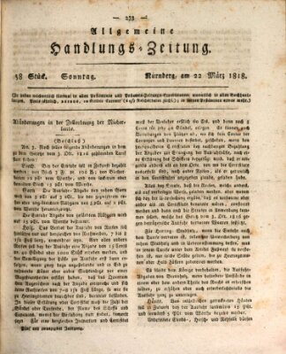 Allgemeine Handlungs-Zeitung Sonntag 22. März 1818