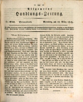 Allgemeine Handlungs-Zeitung Samstag 28. März 1818