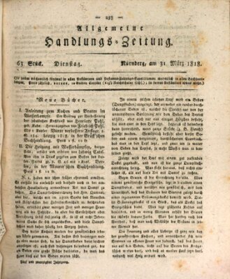 Allgemeine Handlungs-Zeitung Dienstag 31. März 1818