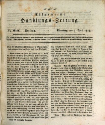 Allgemeine Handlungs-Zeitung Freitag 3. April 1818