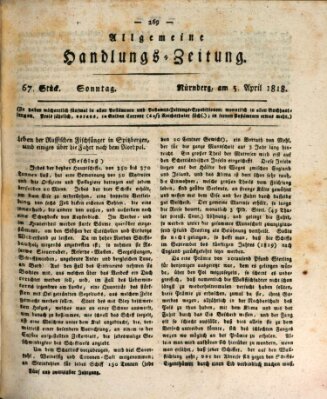 Allgemeine Handlungs-Zeitung Sonntag 5. April 1818