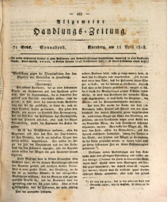 Allgemeine Handlungs-Zeitung Samstag 11. April 1818