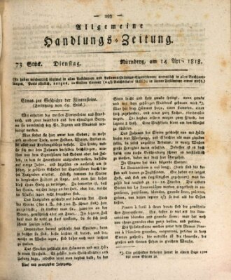 Allgemeine Handlungs-Zeitung Dienstag 14. April 1818