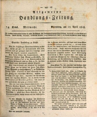 Allgemeine Handlungs-Zeitung Mittwoch 15. April 1818