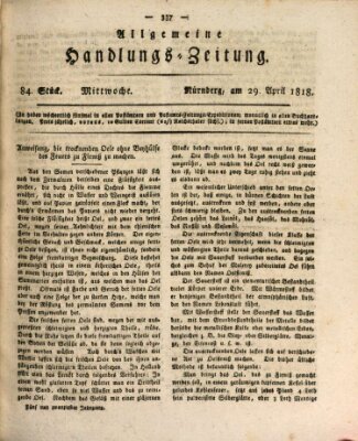 Allgemeine Handlungs-Zeitung Mittwoch 29. April 1818