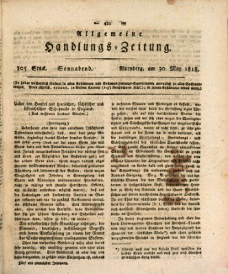 Allgemeine Handlungs-Zeitung Samstag 30. Mai 1818