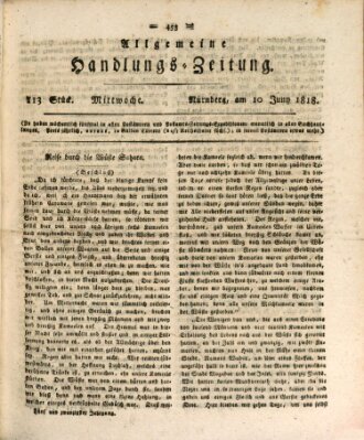 Allgemeine Handlungs-Zeitung Mittwoch 10. Juni 1818