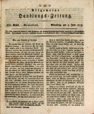 Allgemeine Handlungs-Zeitung Samstag 4. Juli 1818