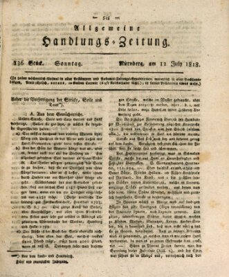 Allgemeine Handlungs-Zeitung Sonntag 12. Juli 1818