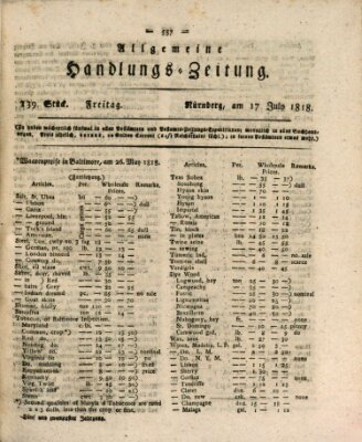 Allgemeine Handlungs-Zeitung Freitag 17. Juli 1818