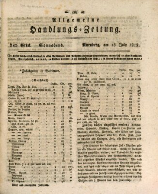 Allgemeine Handlungs-Zeitung Samstag 18. Juli 1818