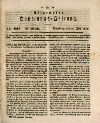 Allgemeine Handlungs-Zeitung Mittwoch 22. Juli 1818