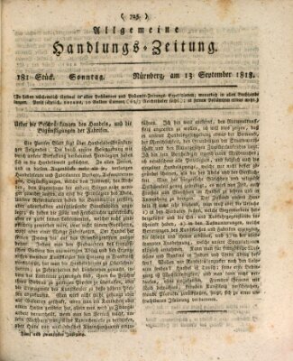 Allgemeine Handlungs-Zeitung Sonntag 13. September 1818