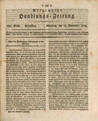 Allgemeine Handlungs-Zeitung Dienstag 15. September 1818