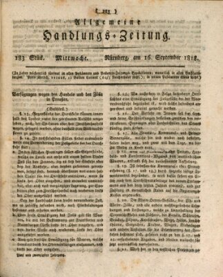 Allgemeine Handlungs-Zeitung Mittwoch 16. September 1818