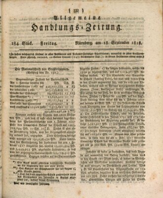 Allgemeine Handlungs-Zeitung Freitag 18. September 1818