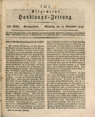 Allgemeine Handlungs-Zeitung Samstag 19. September 1818