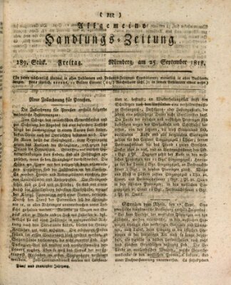 Allgemeine Handlungs-Zeitung Freitag 25. September 1818