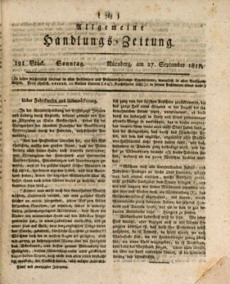 Allgemeine Handlungs-Zeitung Sonntag 27. September 1818