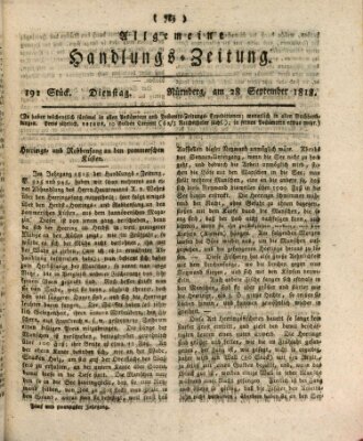 Allgemeine Handlungs-Zeitung Montag 28. September 1818