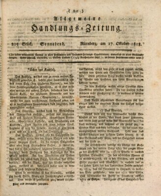 Allgemeine Handlungs-Zeitung Samstag 17. Oktober 1818