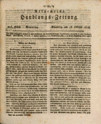 Allgemeine Handlungs-Zeitung Sonntag 18. Oktober 1818