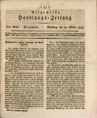 Allgemeine Handlungs-Zeitung Samstag 24. Oktober 1818