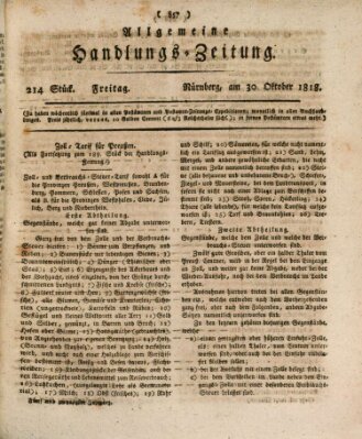 Allgemeine Handlungs-Zeitung Freitag 30. Oktober 1818