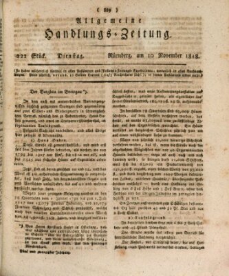 Allgemeine Handlungs-Zeitung Dienstag 10. November 1818