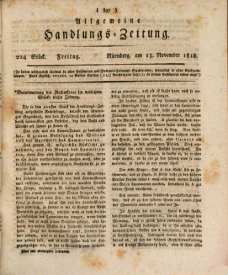 Allgemeine Handlungs-Zeitung Freitag 13. November 1818