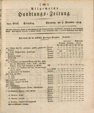 Allgemeine Handlungs-Zeitung Dienstag 8. Dezember 1818