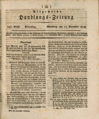 Allgemeine Handlungs-Zeitung Dienstag 15. Dezember 1818