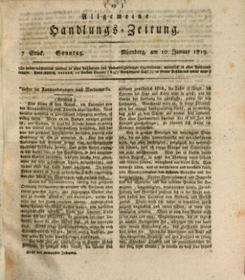 Allgemeine Handlungs-Zeitung Sonntag 10. Januar 1819