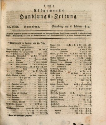 Allgemeine Handlungs-Zeitung Samstag 6. Februar 1819