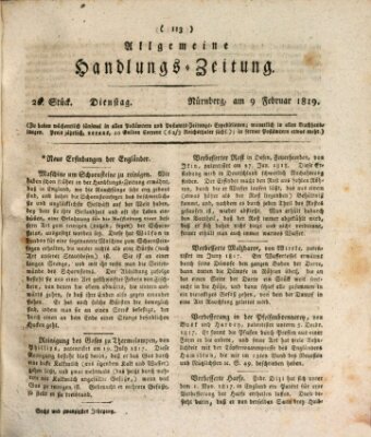 Allgemeine Handlungs-Zeitung Dienstag 9. Februar 1819